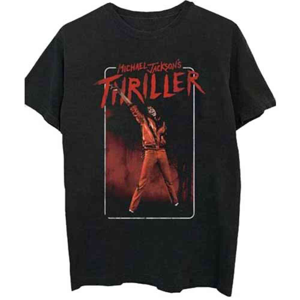 Michael Jackson - Thriller White Red Suit Heren Tshirt - Zwart